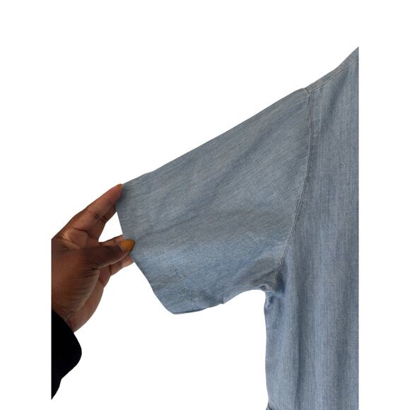 Eddie Bauer Dress Chambray Denim Festival Heritage Cottagecore Midi Medium Tall - Picture 6 of 12